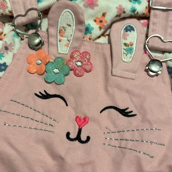 Pink bunny overall outfit - Picture 2 of 3